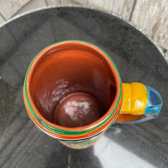 Isidoro Mexico Painted Stein Terracota Pitcher Magnet Wooden Spoon Floral Set - Picture 9 of 16